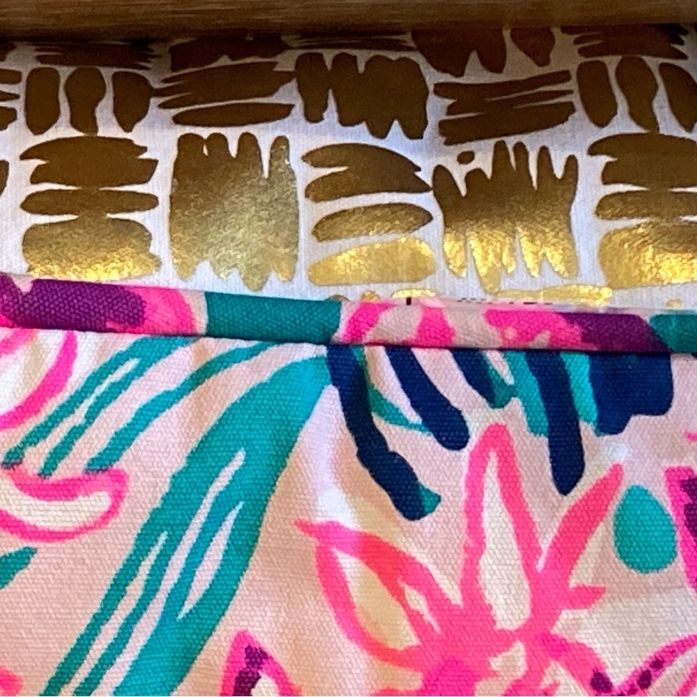 Lilly Pulitzer 18" x 18" Throw Pillow- Via Flora Print Front, Gold On Back - Picture 7 of 8